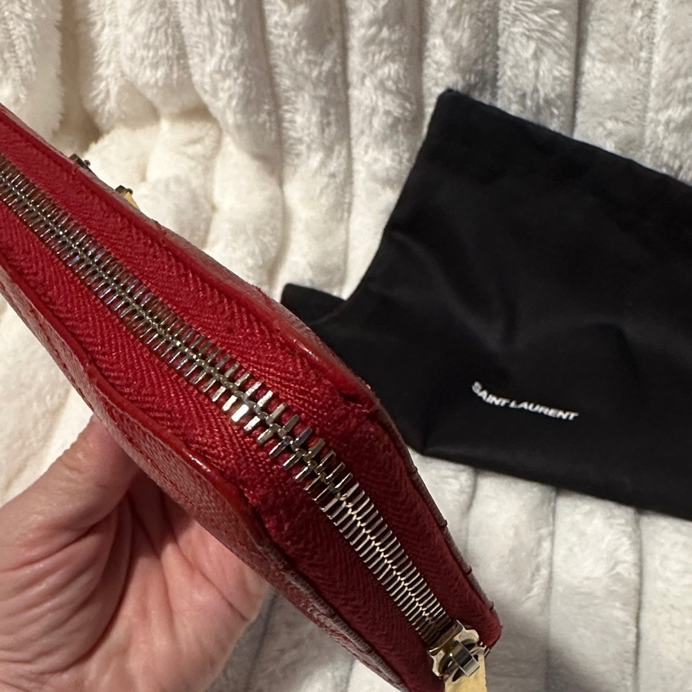 YSL Saint Laurent Cherry Red Quilted Wallet - Picture 7 of 10